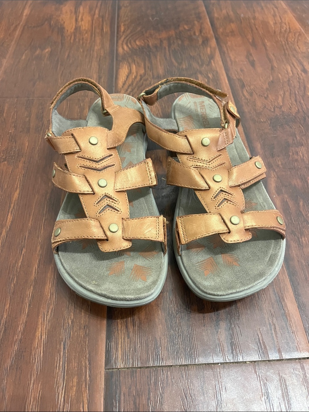 Merrell Tan Leather Hook-and-Loop Sport Sandals - Picture 2 of 6